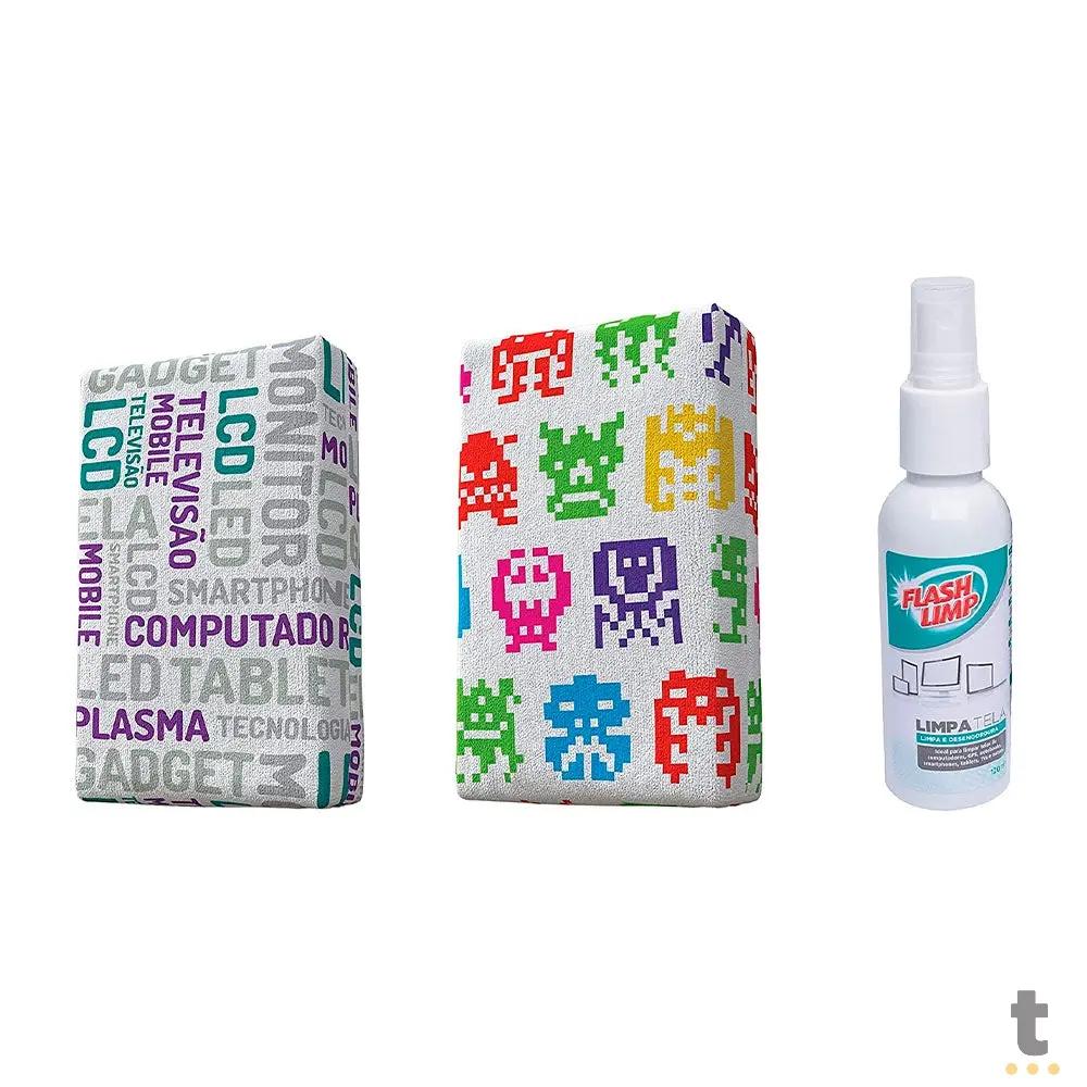 Kit Limpa Tela Flash Limp Microfibra C/ 2 Esponjas Truedata